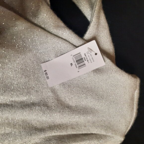 NWT Banana Republic Metallic White Silver Sweater Top Shimmer Back Cut Out XL - Picture 6 of 12